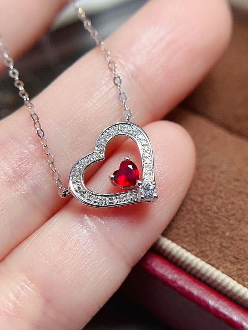 18K Gold Natural Ruby Necklace - 2