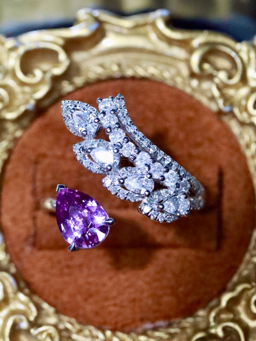 18K natural sapphire ring - 4