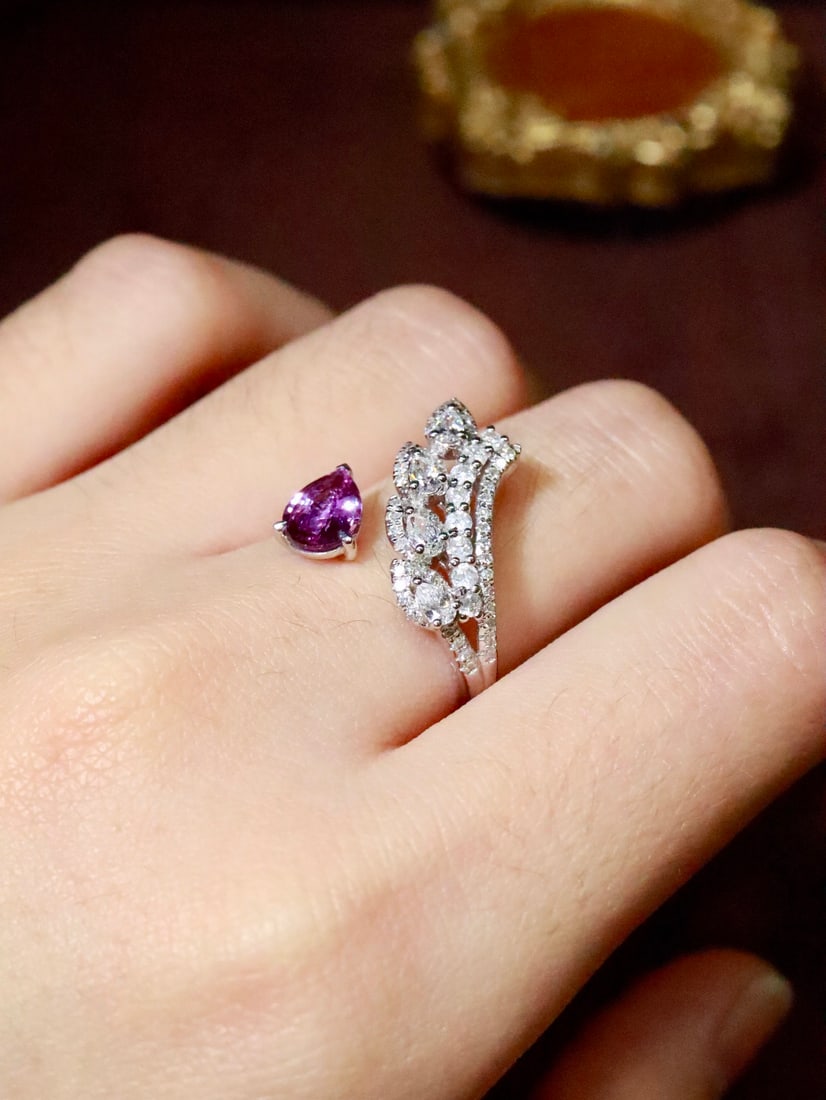 18K natural sapphire ring - 5