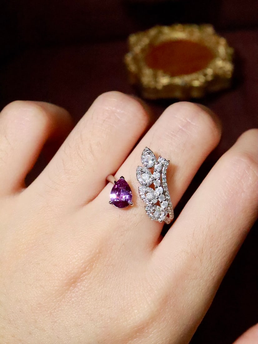 18K natural sapphire ring - 6