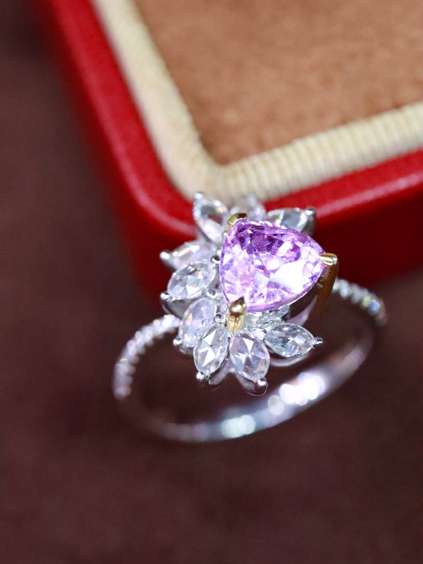 18K natural sapphire ring - 2