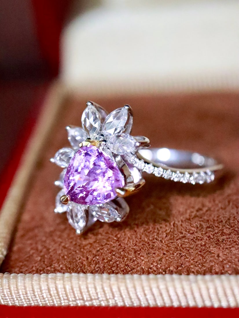 18K natural sapphire ring - 4