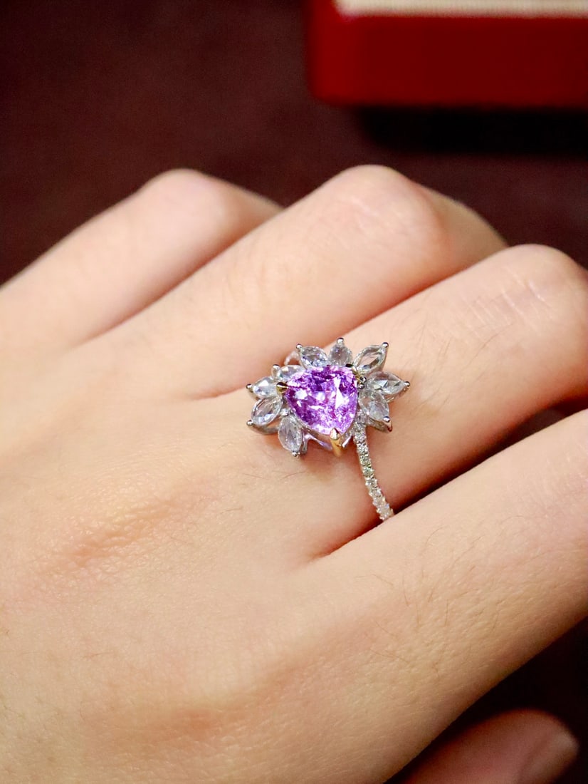 18K natural sapphire ring - 5