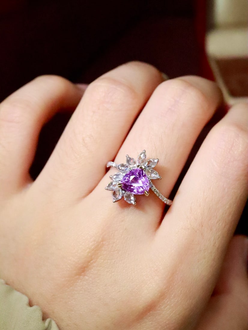 18K natural sapphire ring - 6