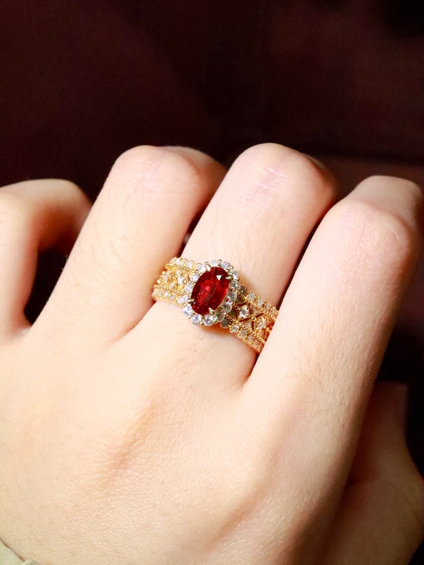 18K Gold Natural Ruby Ring - 5