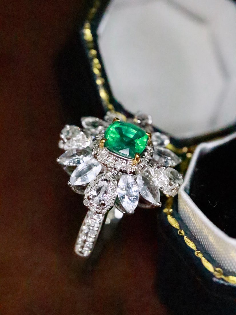 18K gold natural emerald ring - 3