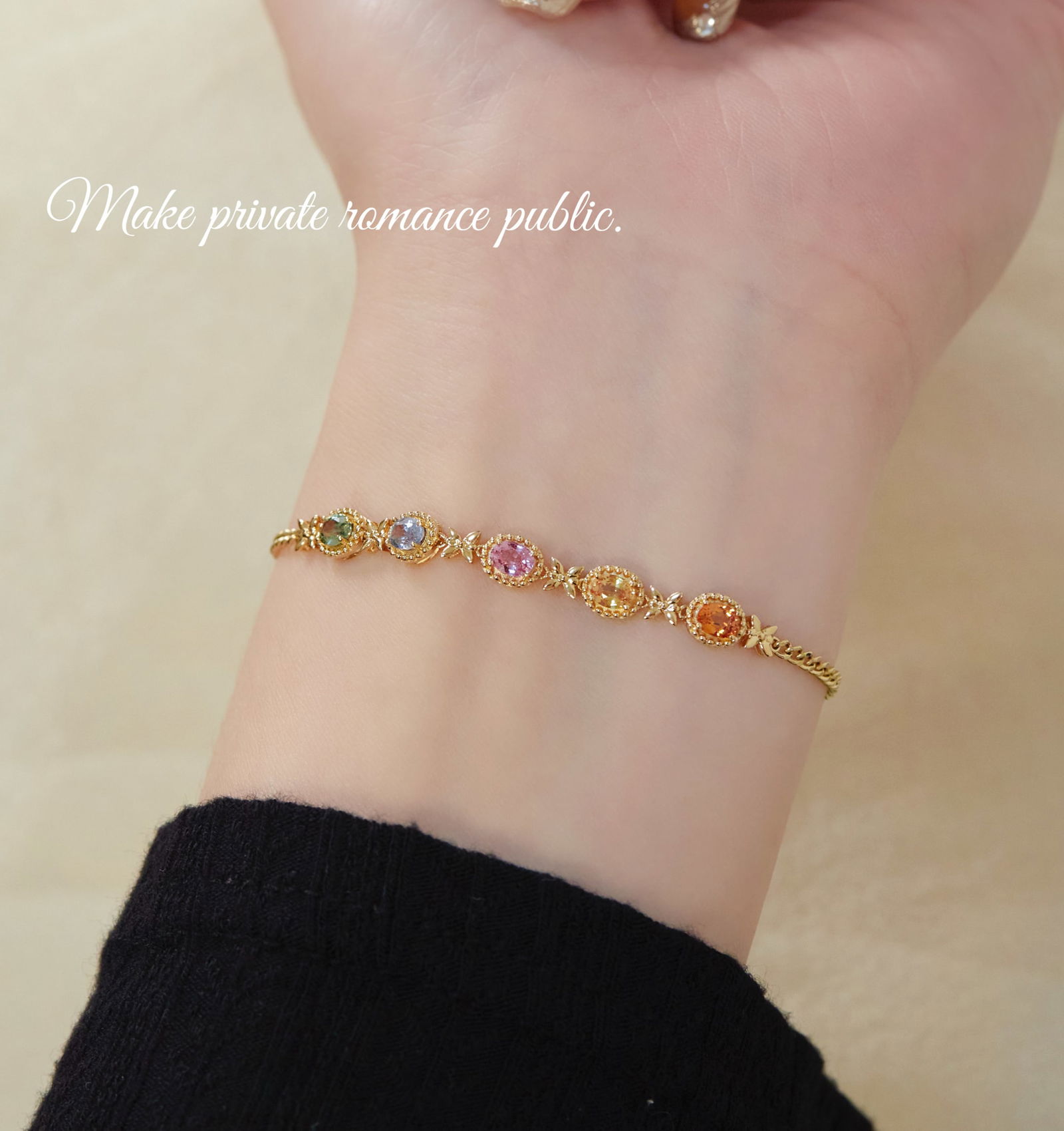 18k gold colored gemstone bracelet - 2