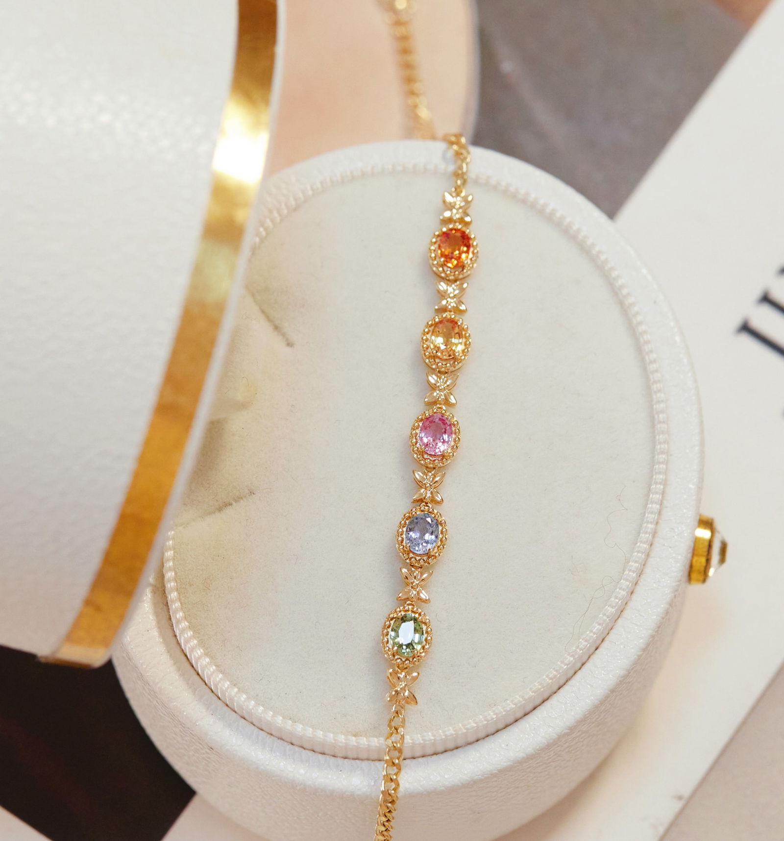 18k gold colored gemstone bracelet - 4