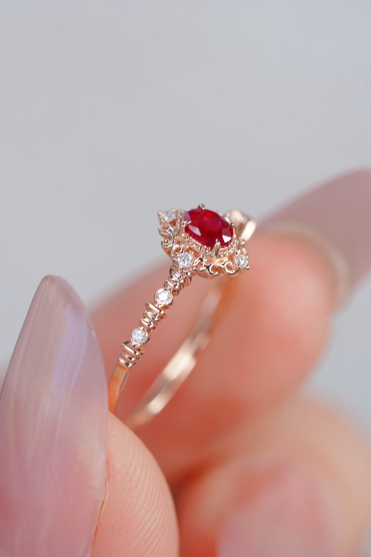 18K Gold Natural Ruby Ring - 2