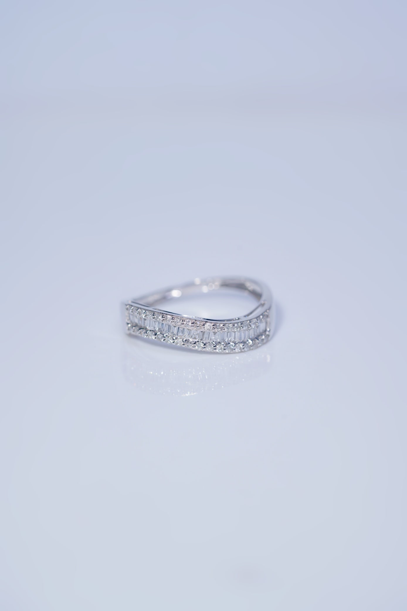 Platinum 900 natural diamond ring - 4