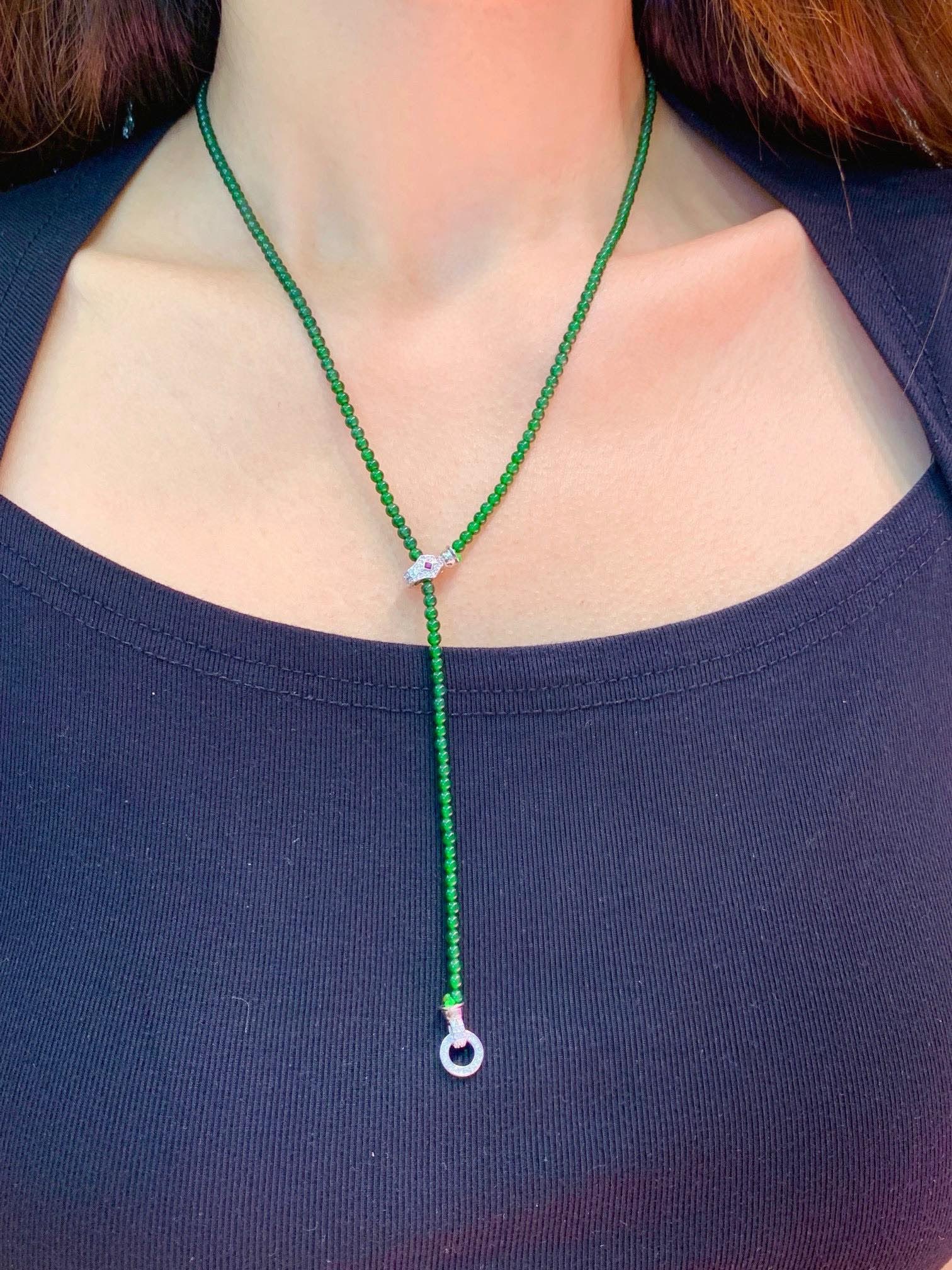 Jade bead necklace, bracelet, and anklet. - 2