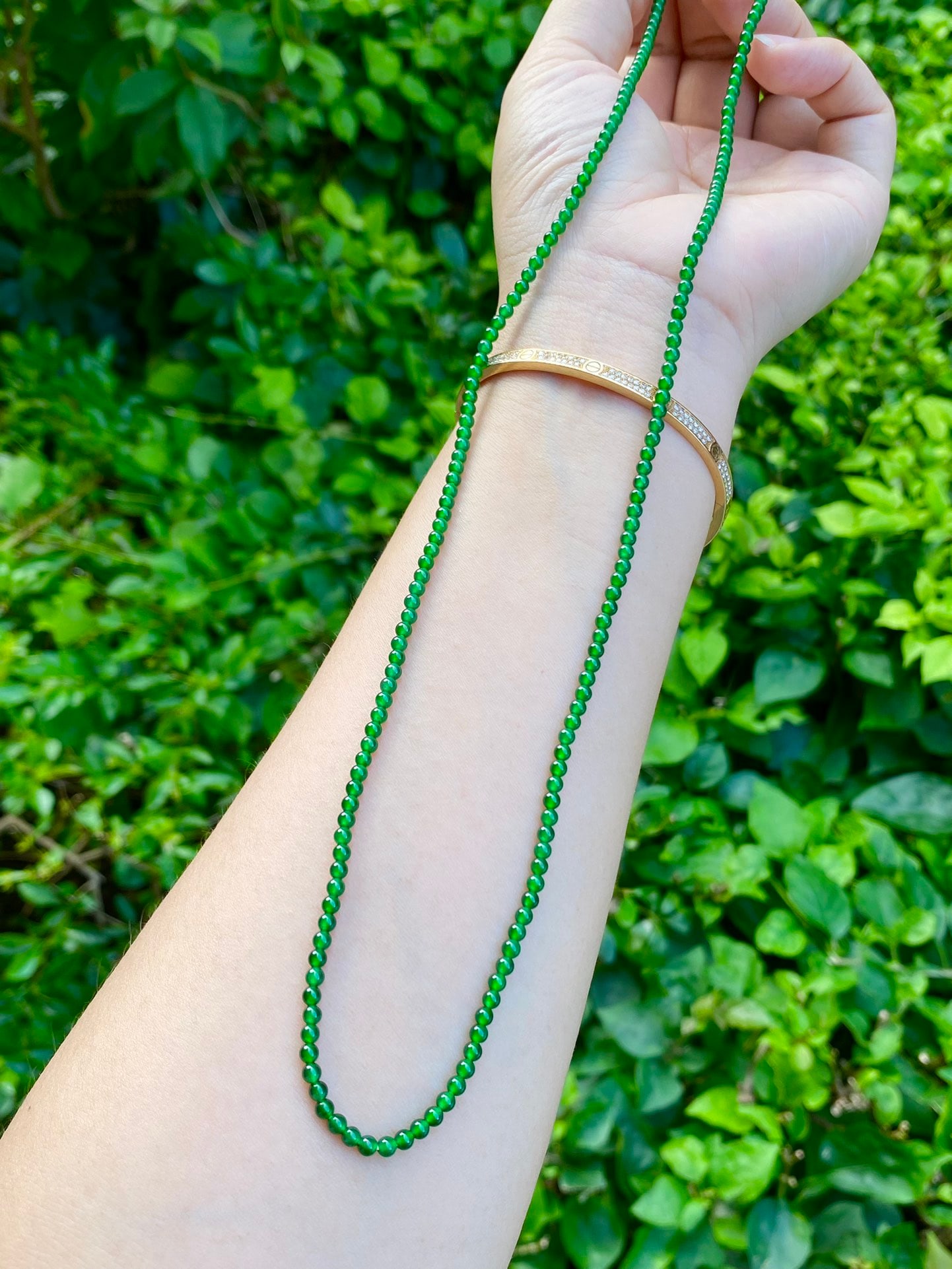 Jade bead necklace, bracelet, and anklet. - 3