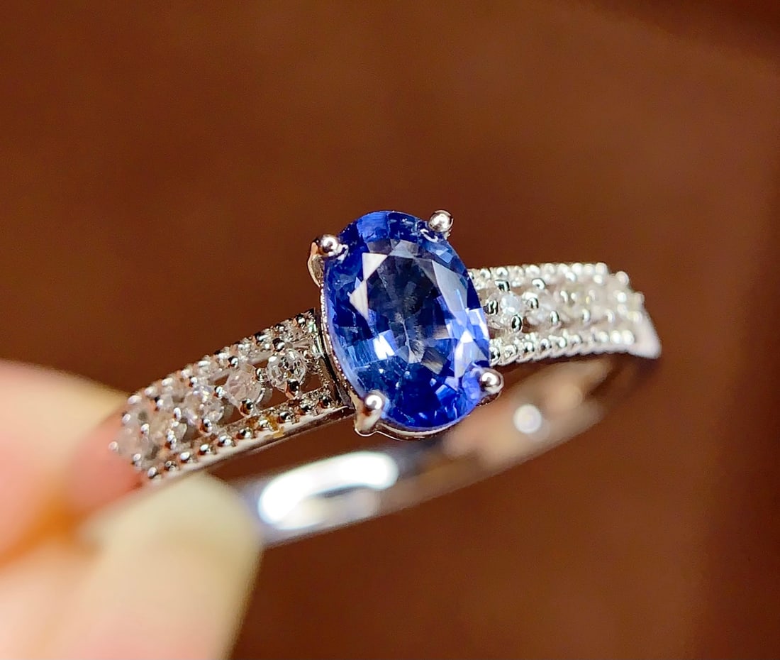 18K natural sapphire ring - 4