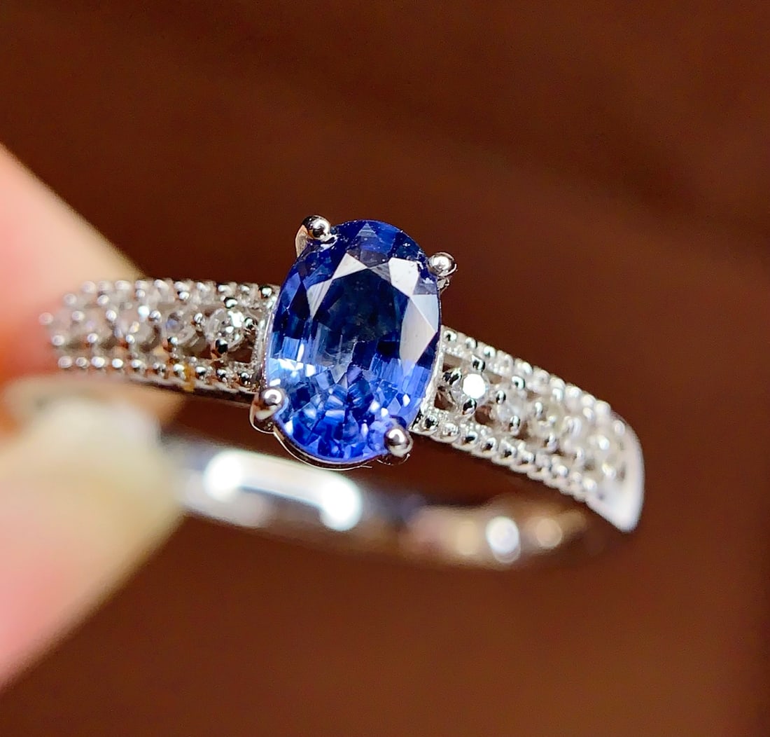 18K natural sapphire ring - 5
