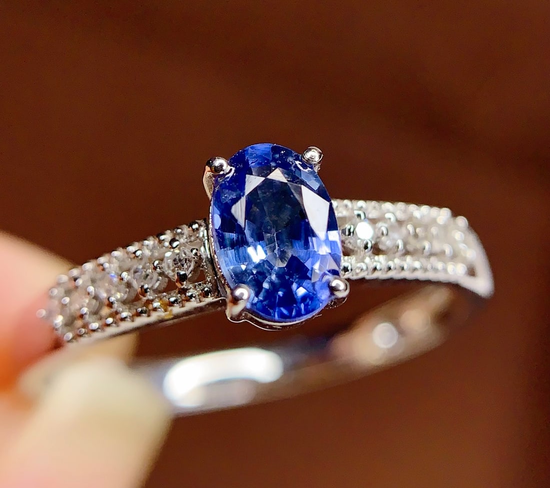 18K natural sapphire ring - 6
