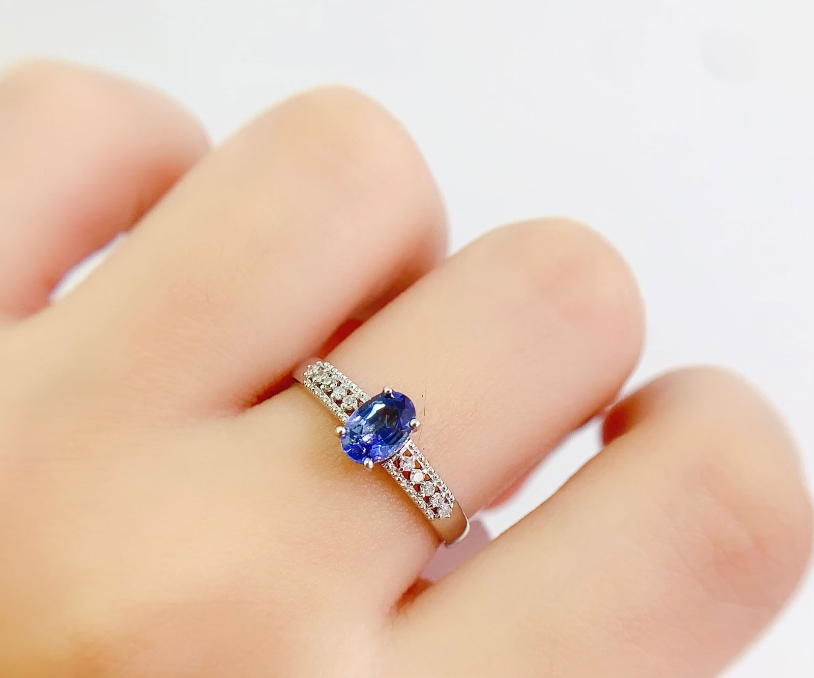 18K natural sapphire ring - 7
