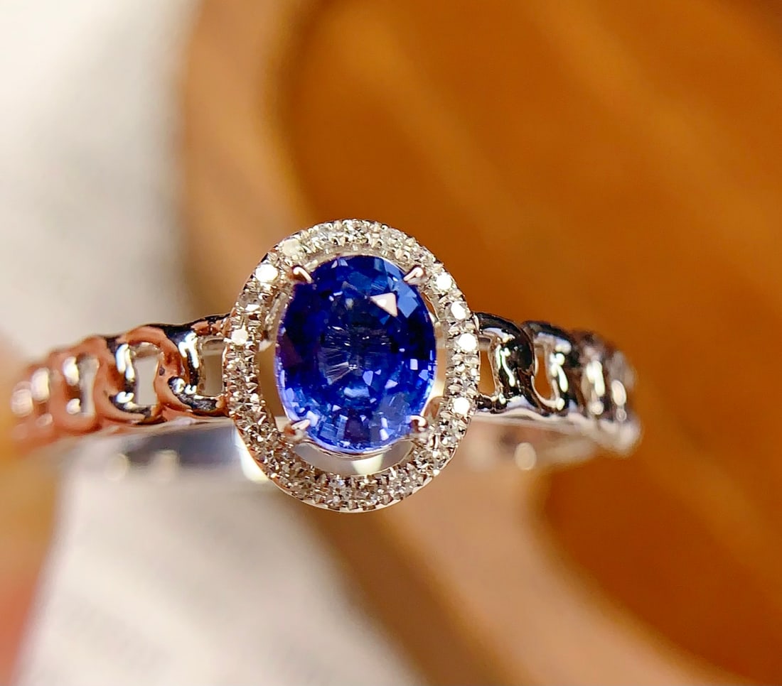 18K natural sapphire ring - 2