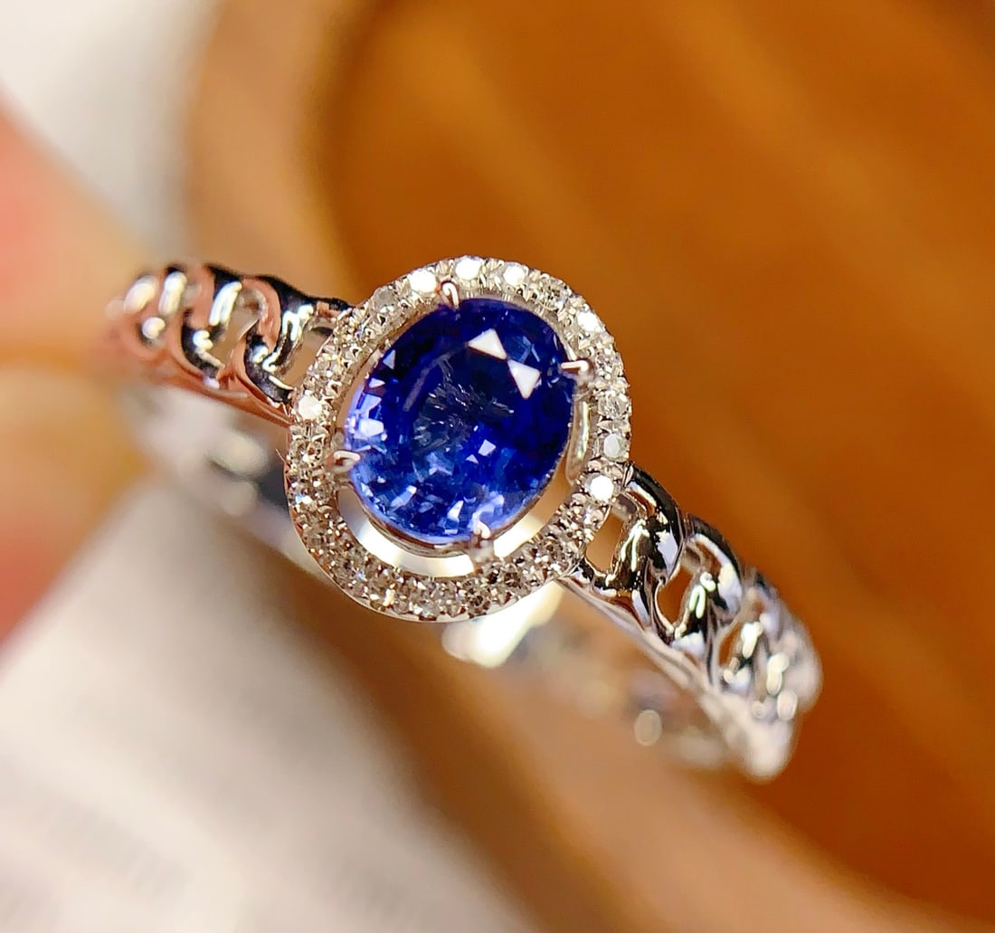18K natural sapphire ring - 4