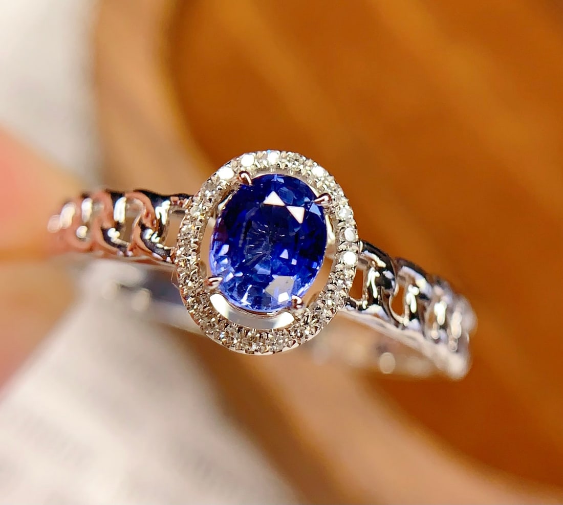 18K natural sapphire ring - 6