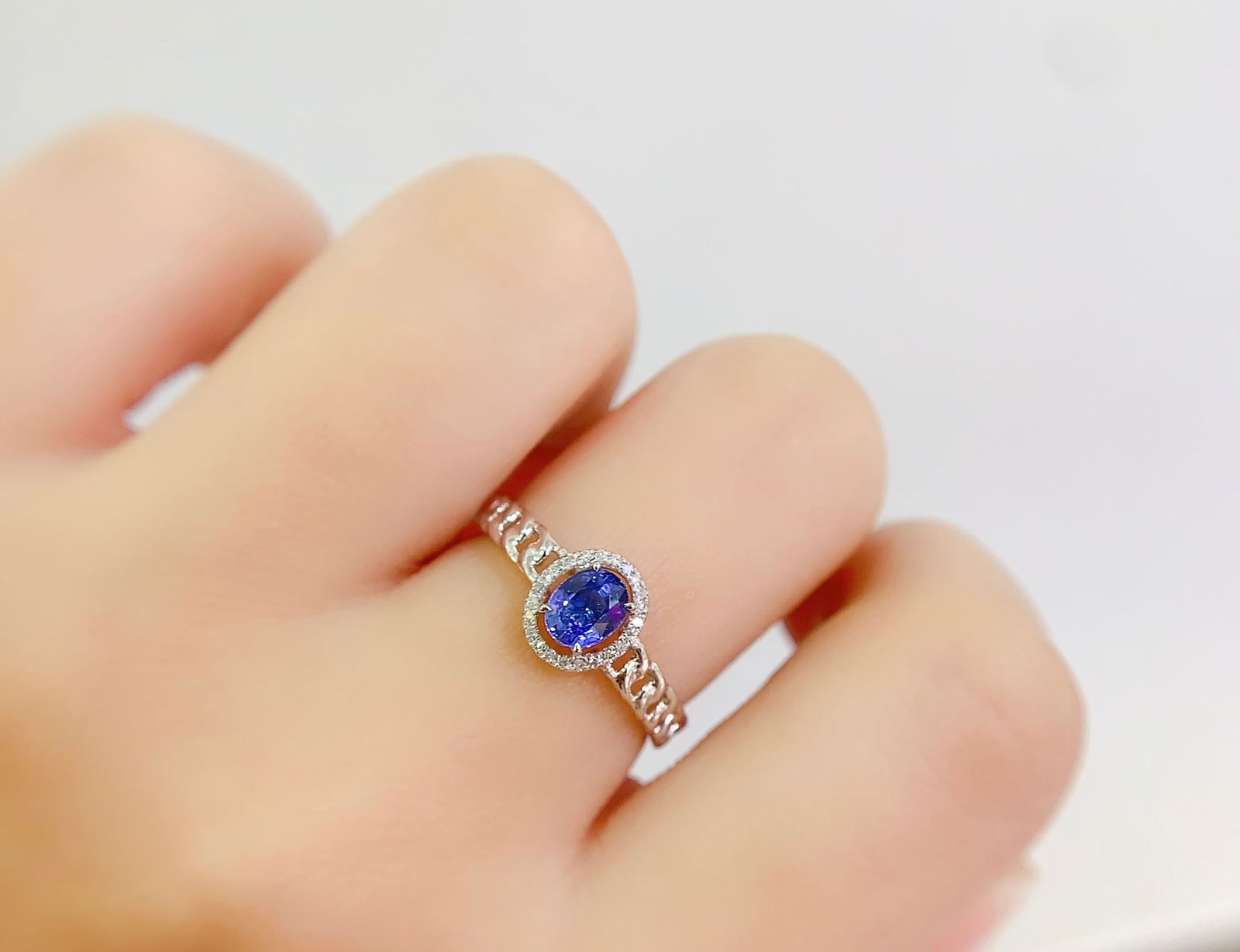 18K natural sapphire ring - 7