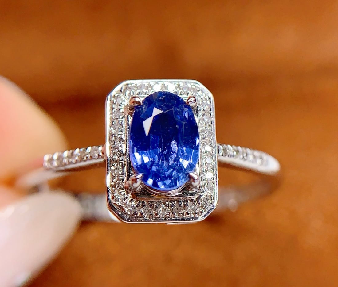 18K natural sapphire ring - 2