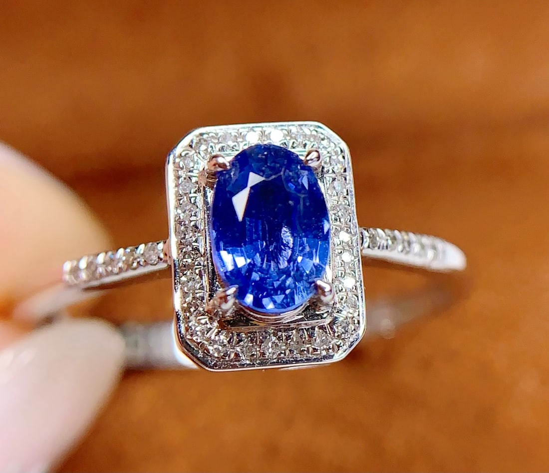 18K natural sapphire ring - 6