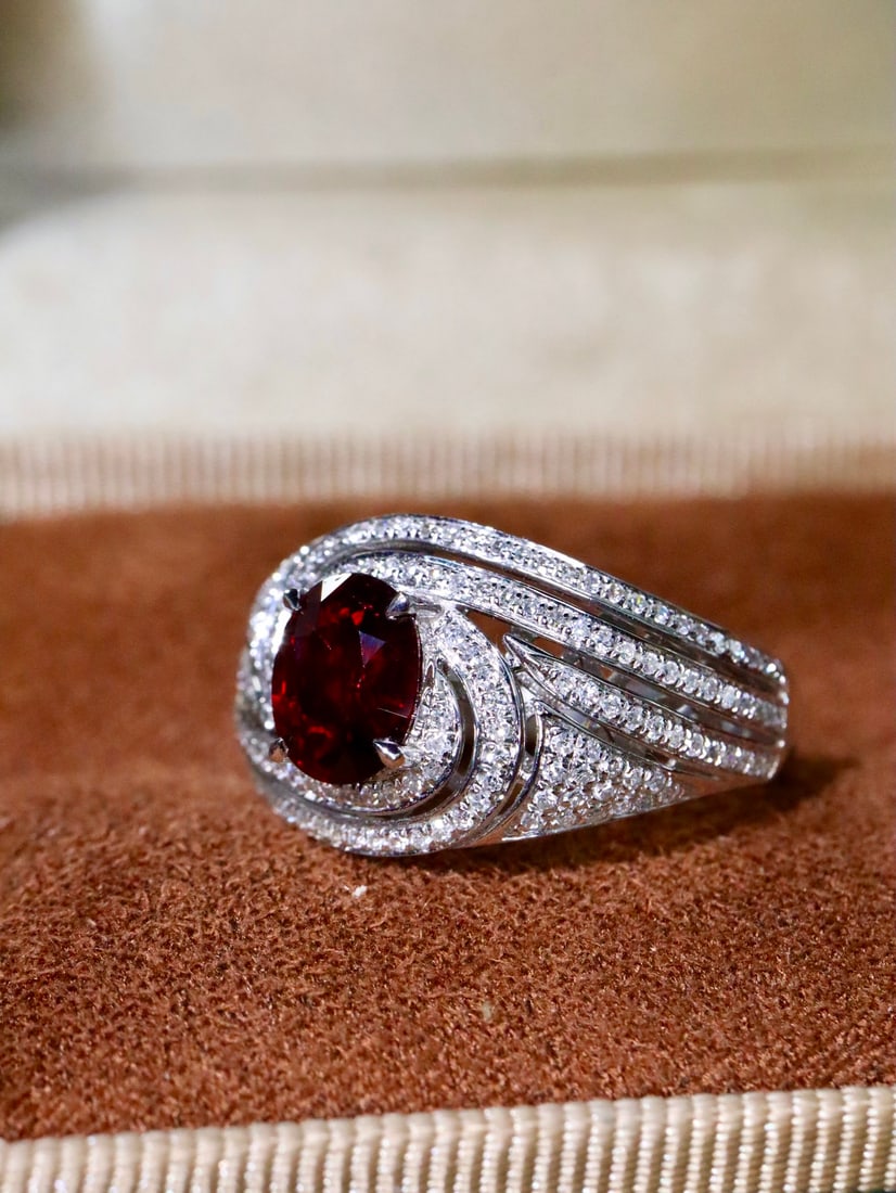 18K gold natural ruby ring - 2