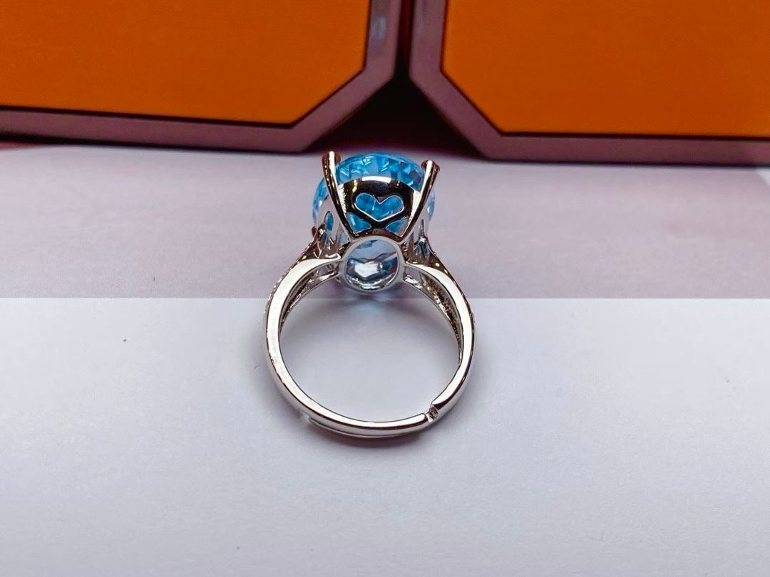 925 silver natural topaz ring - 3