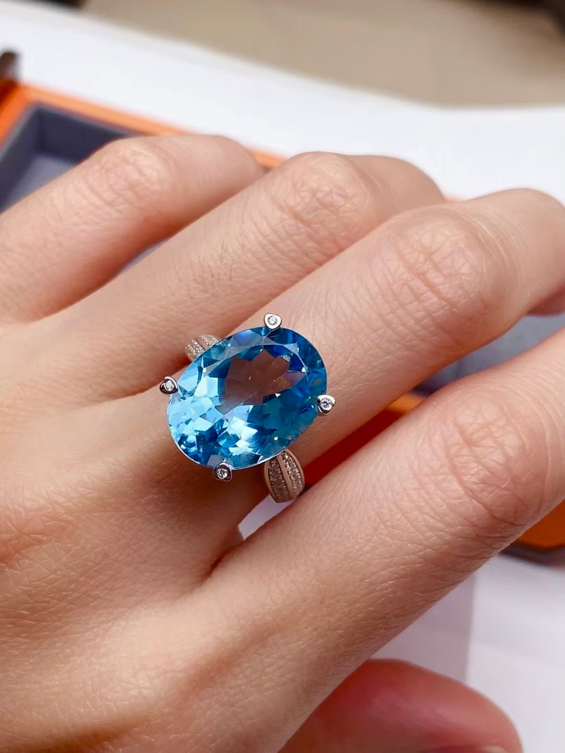 925 silver natural topaz ring - 4