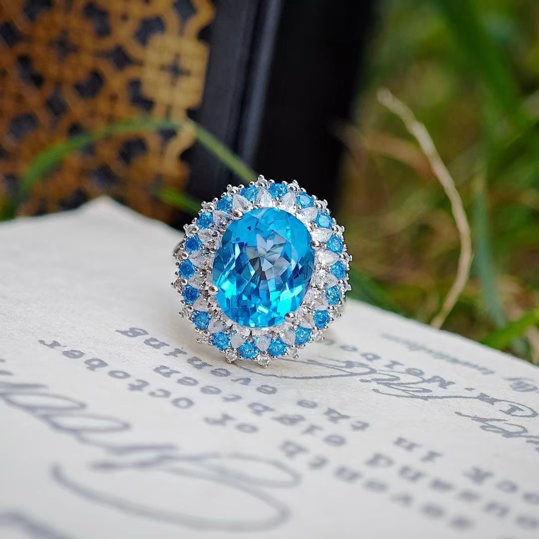 925 silver natural topaz ring - 2