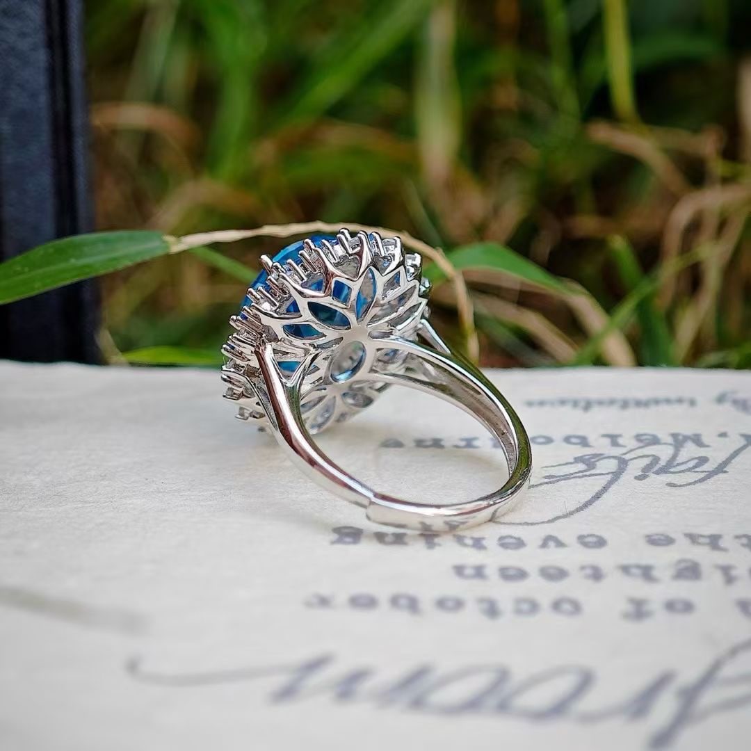 925 silver natural topaz ring - 4