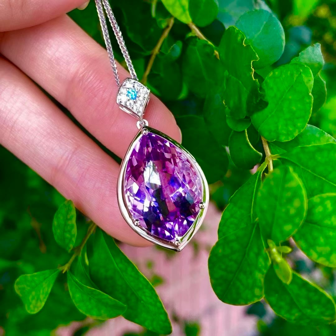 925 silver natural amethyst pendant - 3