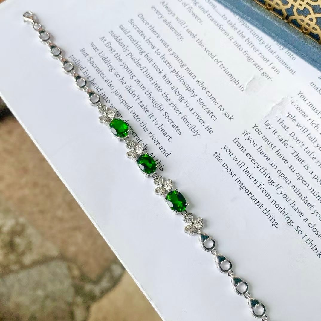 925 silver natural moonstone bracelet - 3