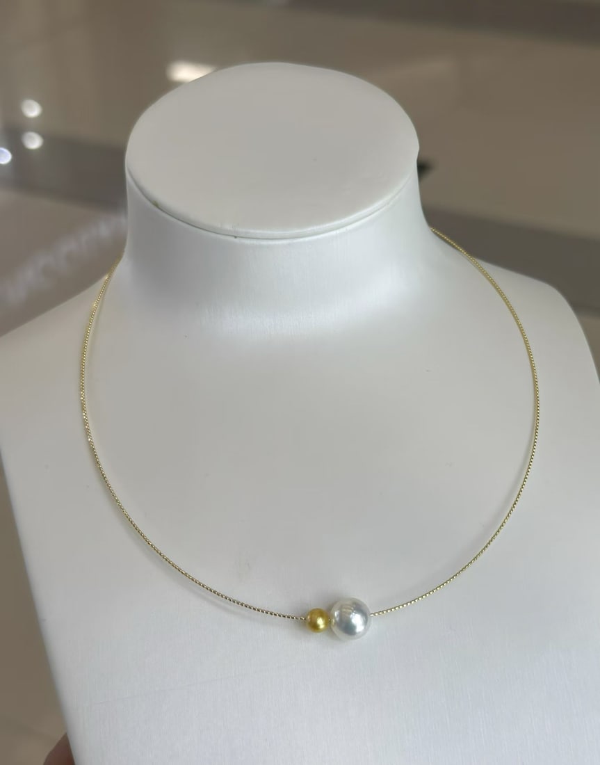 Pure silver natural Akoya pearl choker necklace (1 of 4)