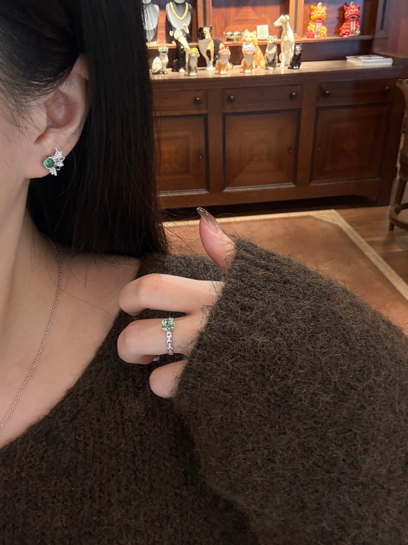 18K gold diamond and aquamarine stud earrings - 3