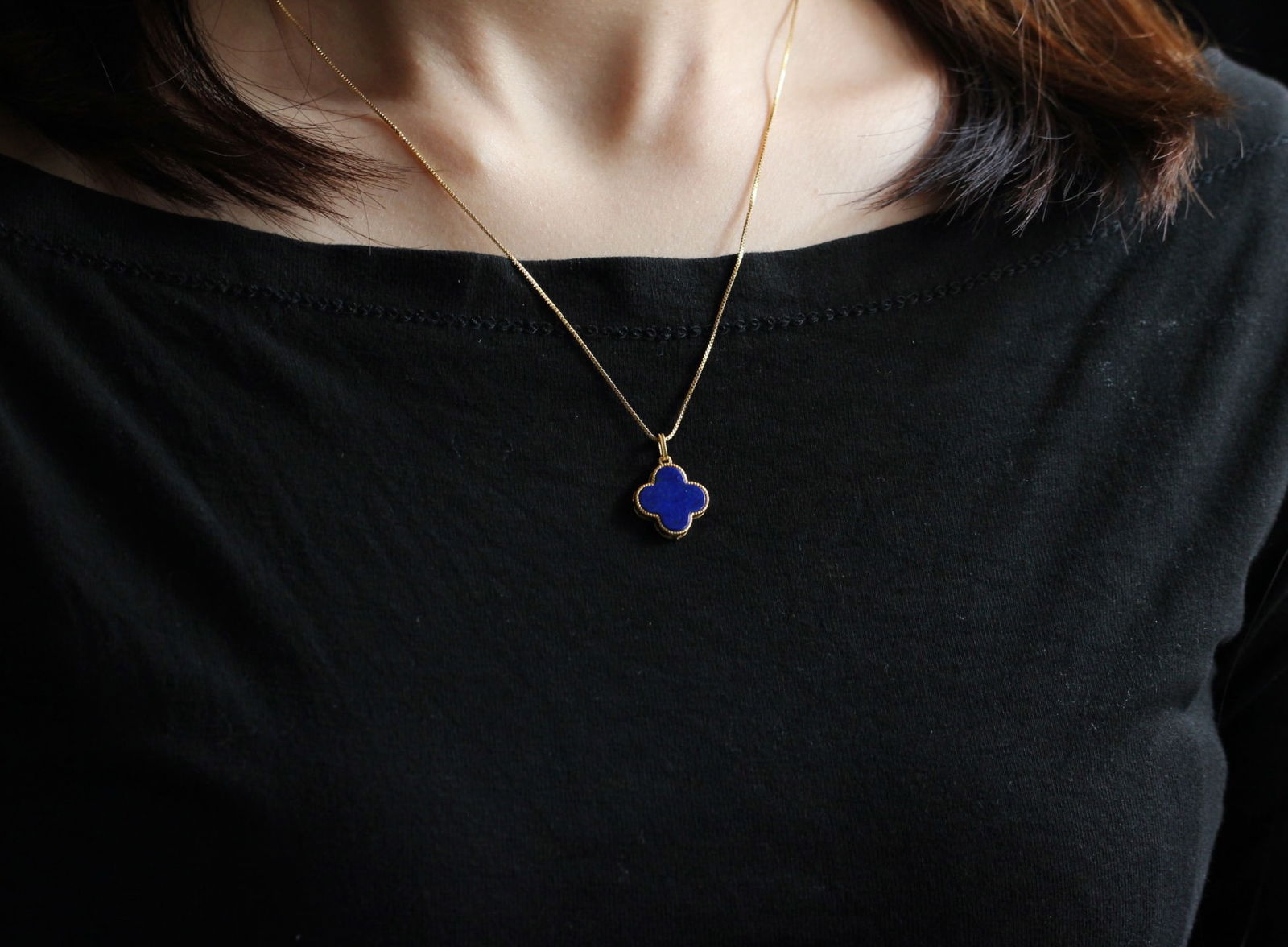 Natural turquoise four-leaf clover pendant - 2