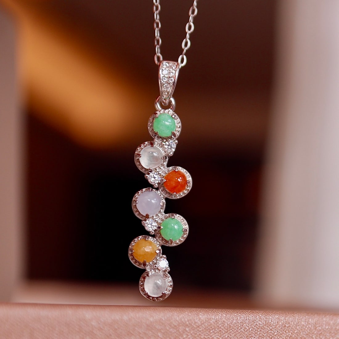 S925 pure silver natural jadeite pendant - 2