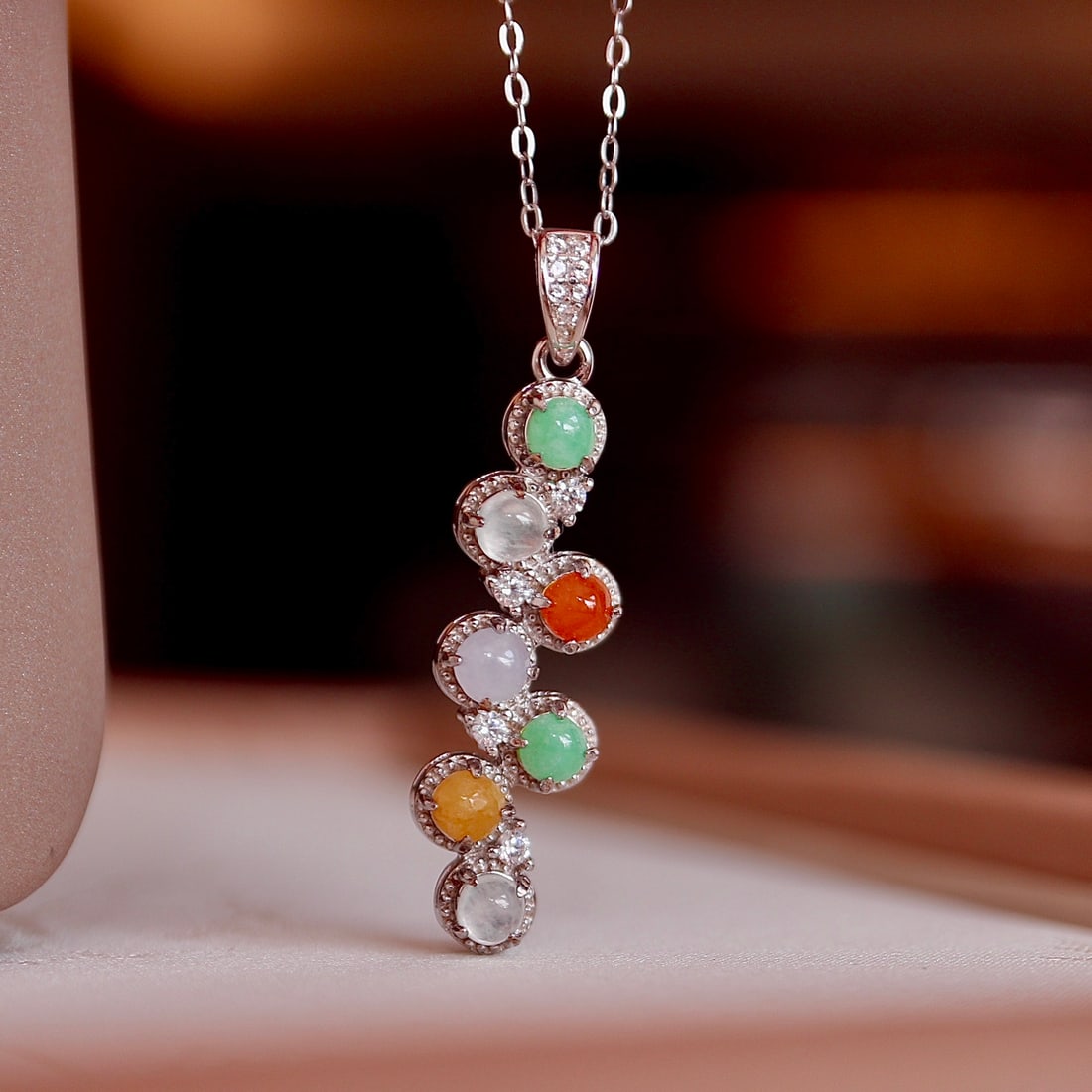 S925 pure silver natural jadeite pendant - 4