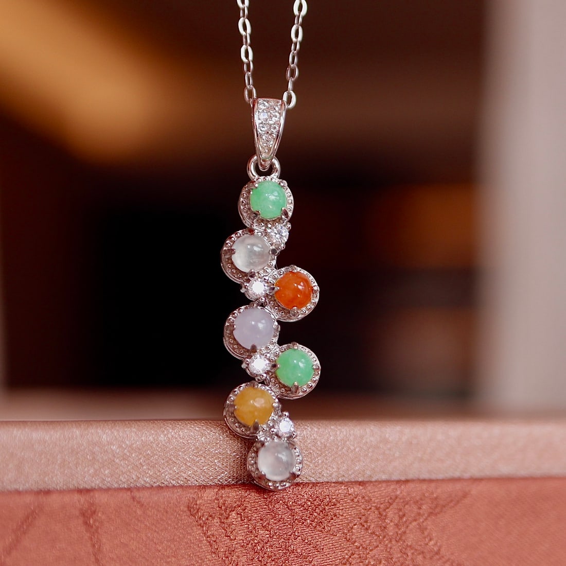 S925 pure silver natural jadeite pendant - 5