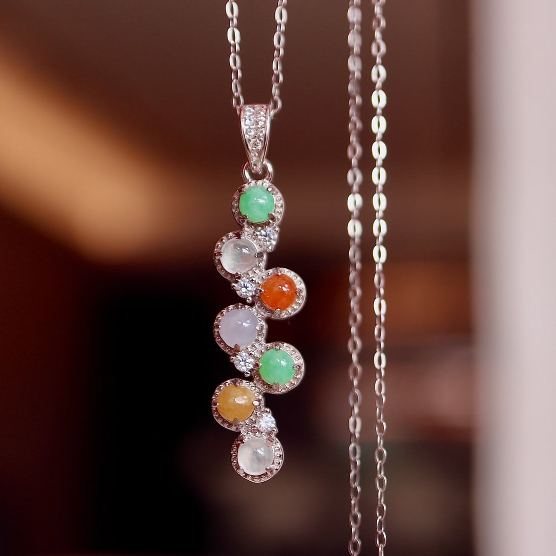 S925 pure silver natural jadeite pendant - 6