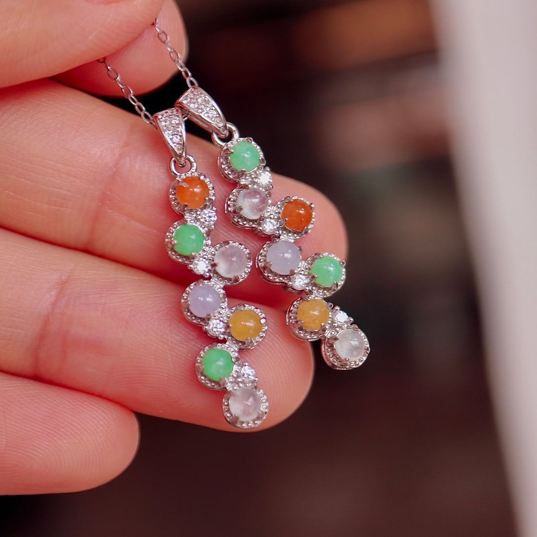 S925 pure silver natural jadeite pendant - 7