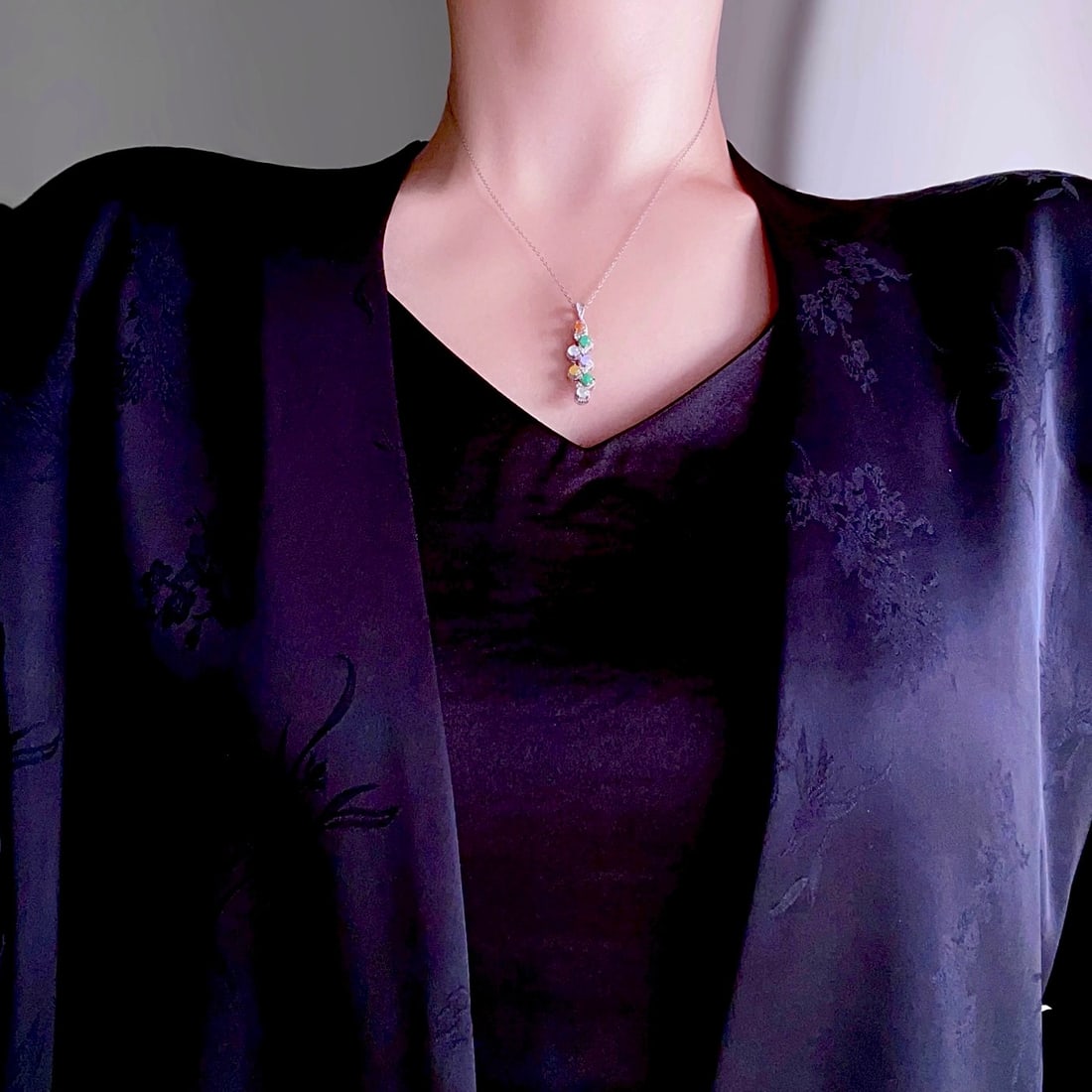 S925 pure silver natural jadeite pendant - 9