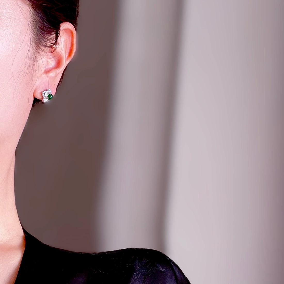 S925 silver natural jade four-leaf clover earrings - 8