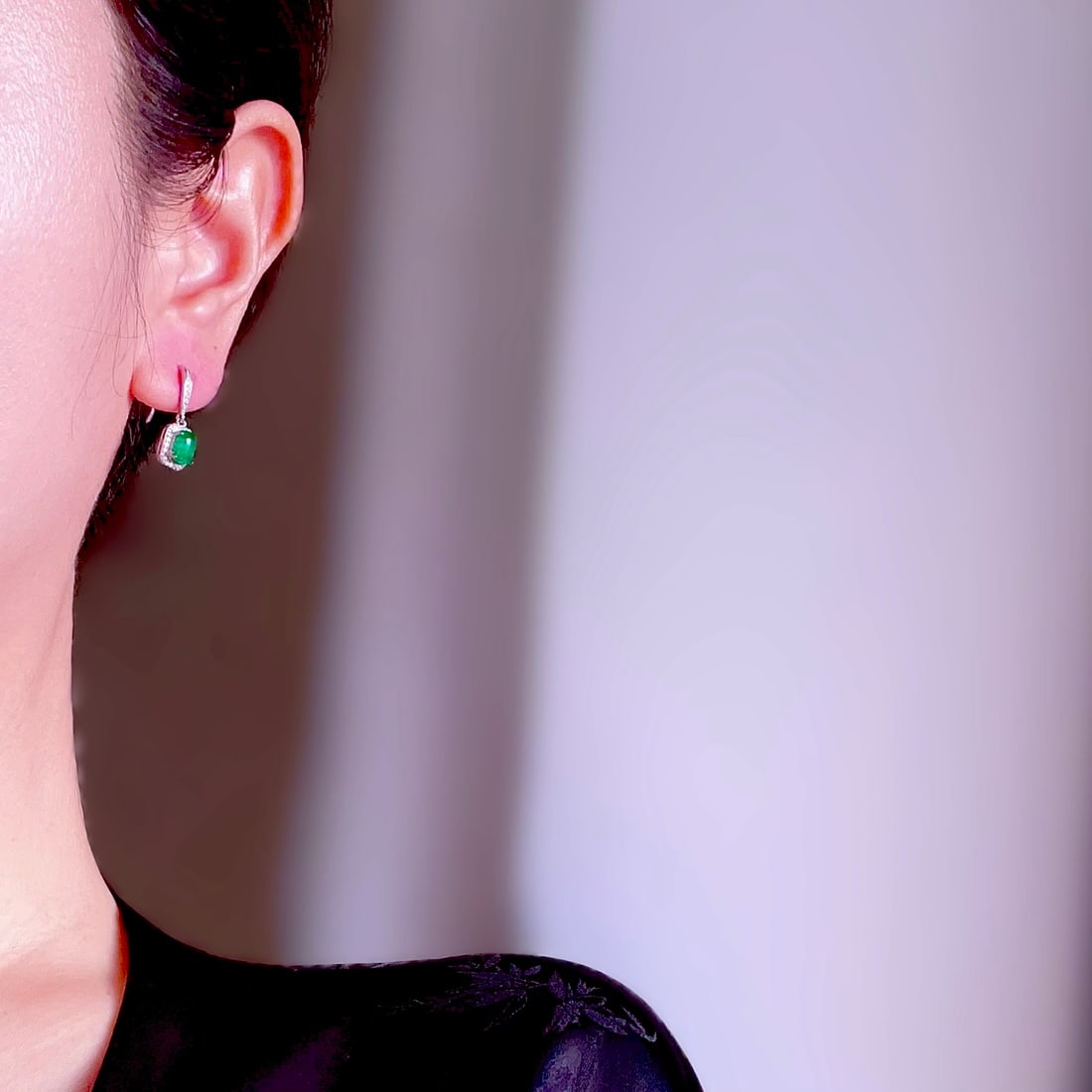 S925 silver natural jadeite earrings - 4