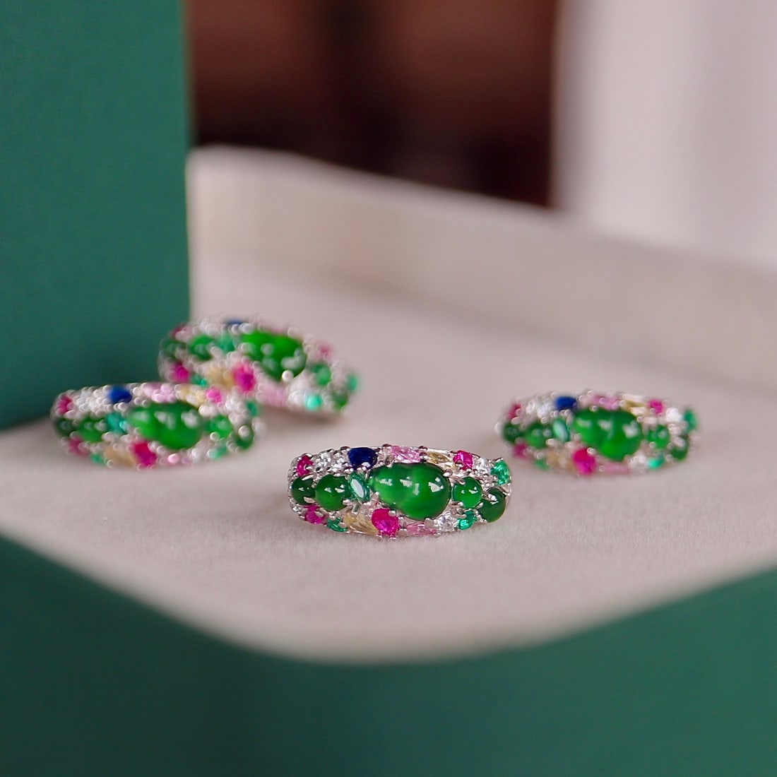 S925 silver natural jadeite gourd earrings - 5