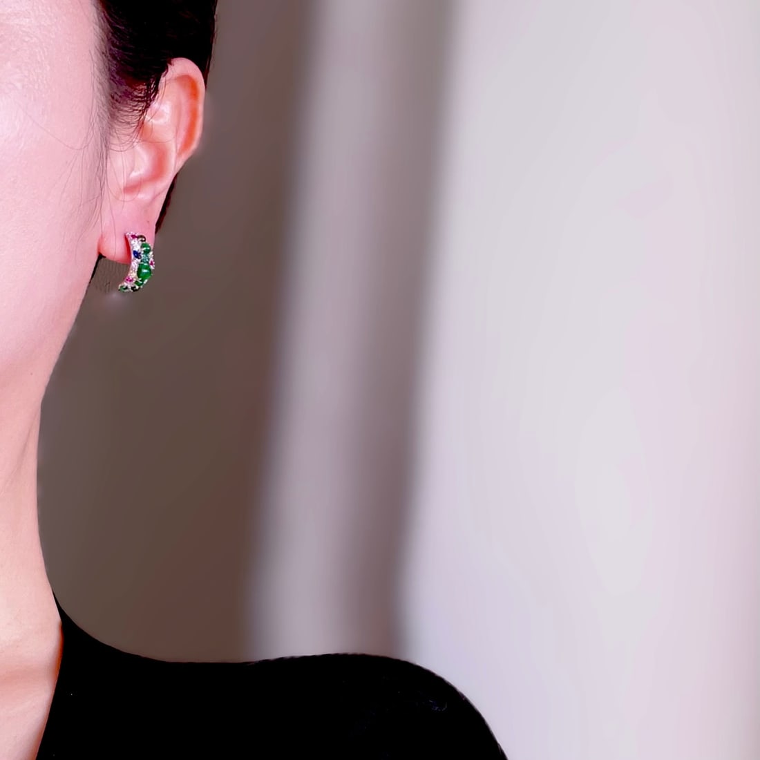 S925 silver natural jadeite gourd earrings - 9