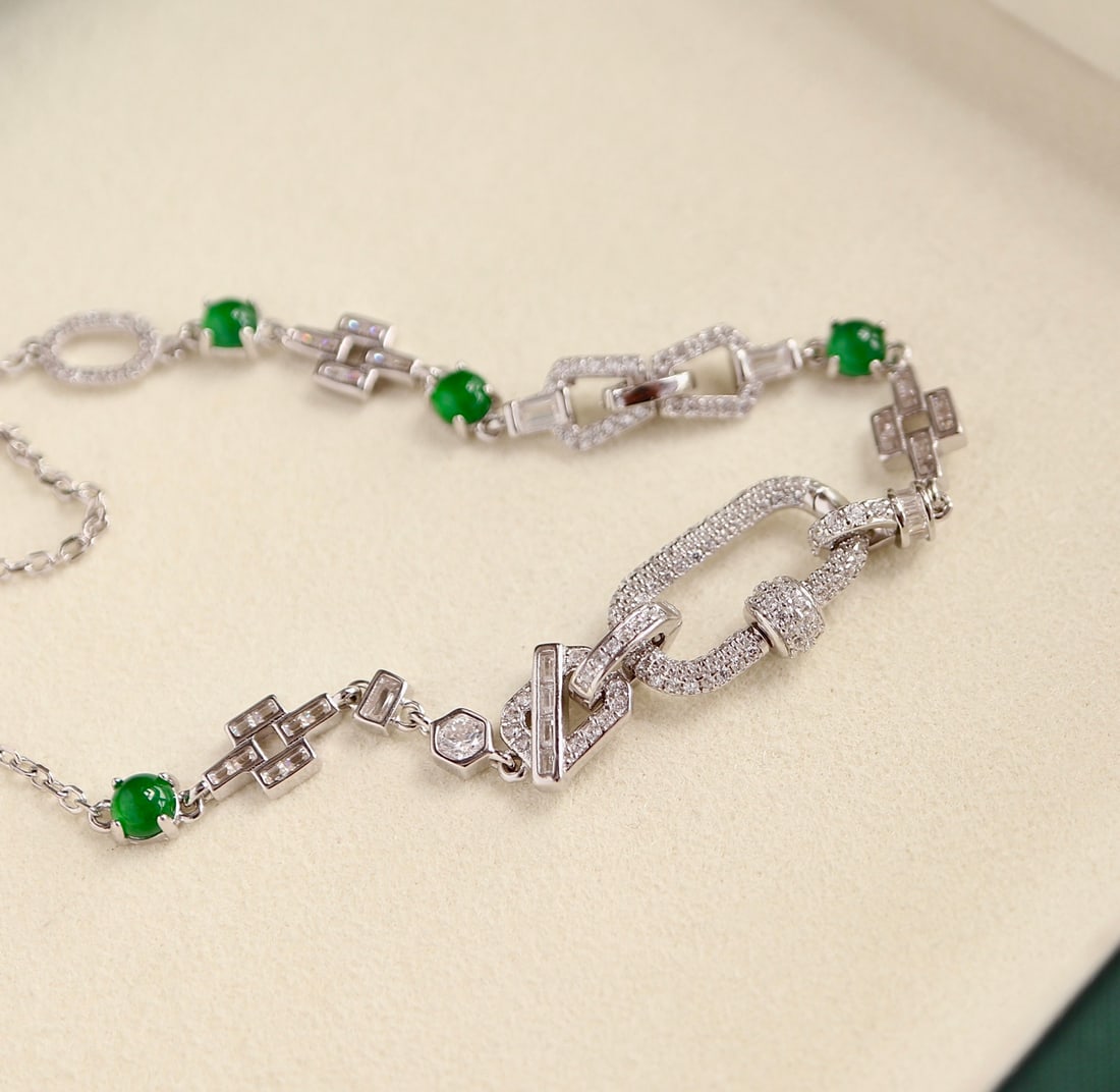 S925 silver natural jadeite versatile necklace - 5