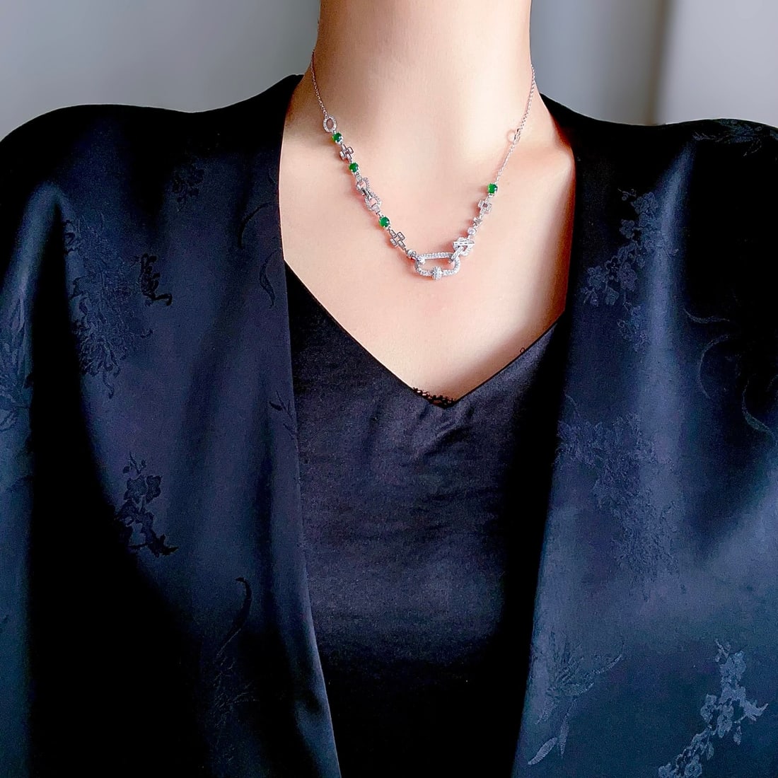 S925 silver natural jadeite versatile necklace - 7