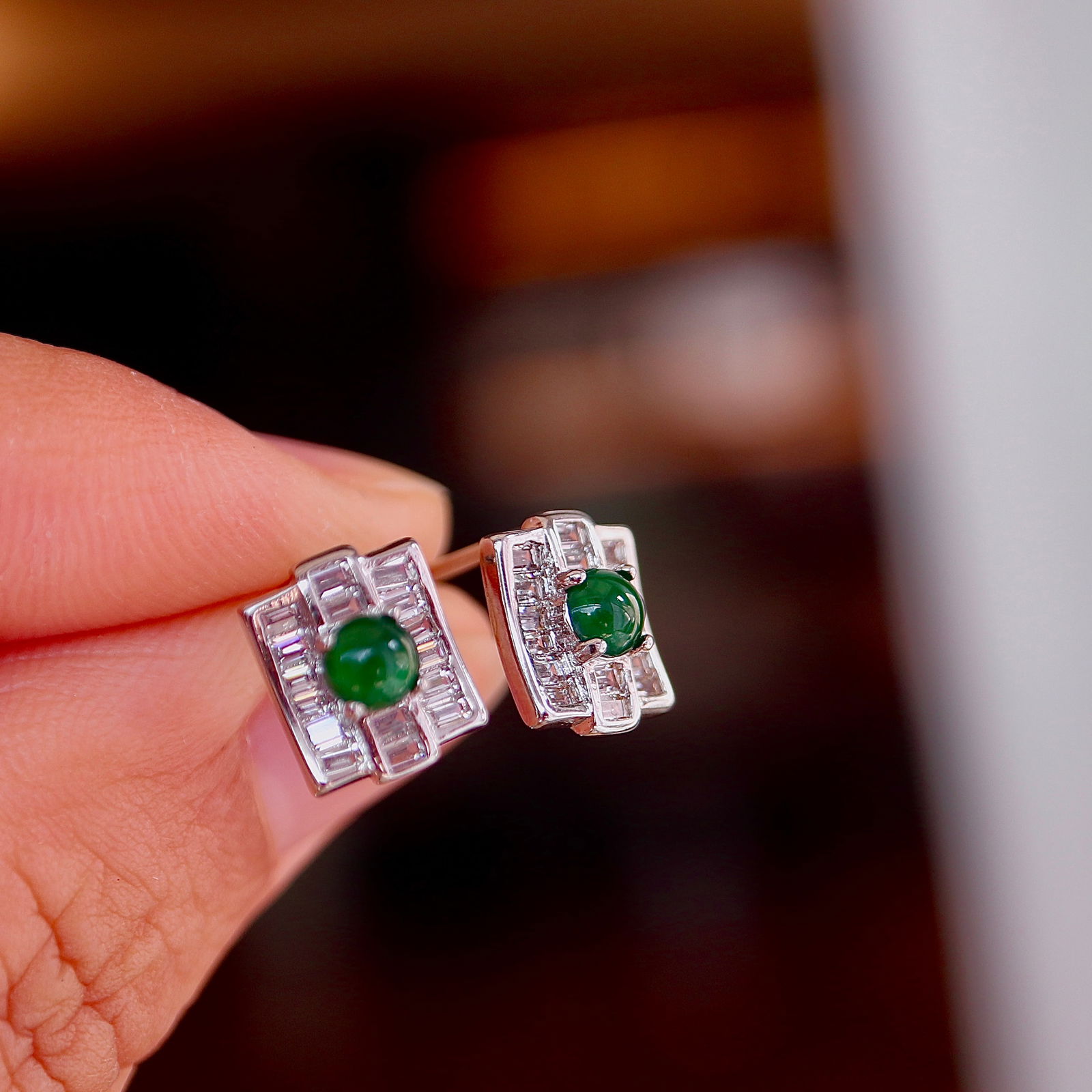 Natural Jade Earrings - 6