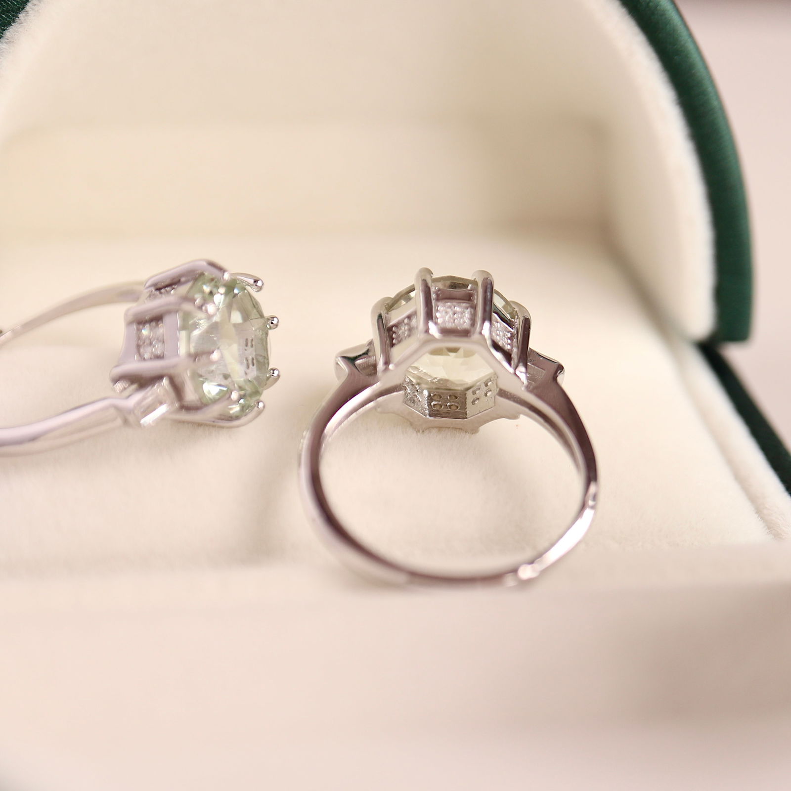 S925 silver natural green crystal ring - 3